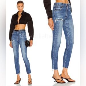 MOUSSY VINTAGE Hamond Distressed Skinny High Waisted Jeans in Blue size 27 NWOT